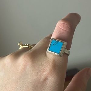 Sterling silver turquoise square ring vintage size 6
